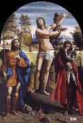 Giovanni Battista Ortolano Saint Sebastian with Saints Roch and Demetrius oil painting picture wholesale
